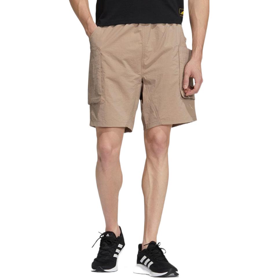 adidas Solid Color Elastic Waistband Big Pocket Shorts Khaki HD0032