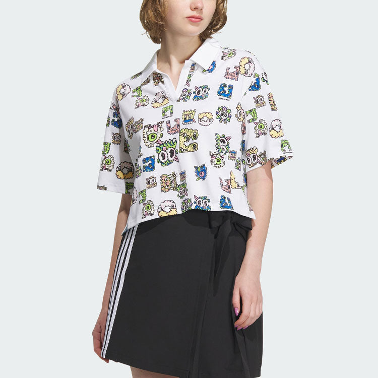 (WMNS) adidas Neo Vibe Graphic Polo Shirt 'White Green Yellow' IK5140