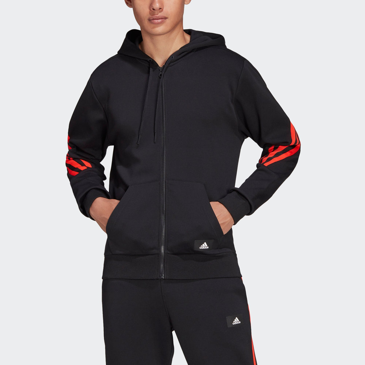 adidas M Fi 3s Fz Sports Hooded Jacket Black H46532