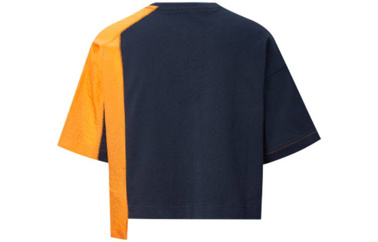 (WMNS) Converse Capsule Series Splicing Contrasting Colors Round Neck Short Sleeve Blue 10020990-467