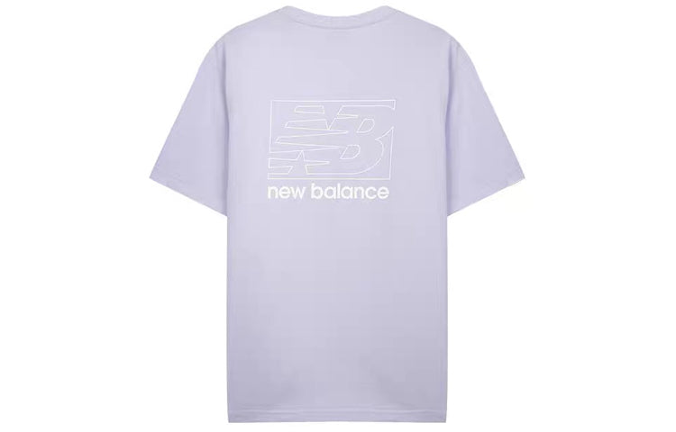 New Balance Minimalistic Loose Solid Color Short Sleeve Couple Style Purple NEA2E051-DV