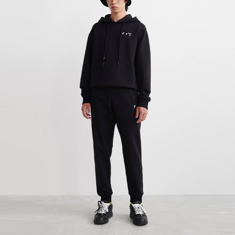Off-White SS22 Logo Sports Long Pants Ordinary Version Black OMCH033C99FLE0011001