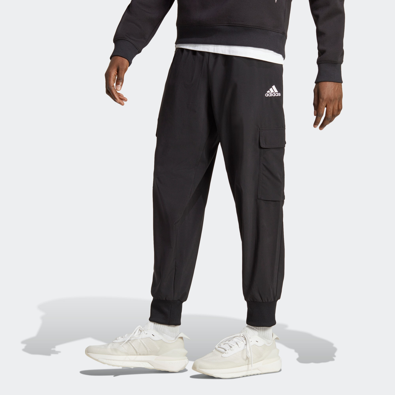 adidas Essentials Small Logo Woven Cargo Ankle-Length Pants 'Black' HA4348