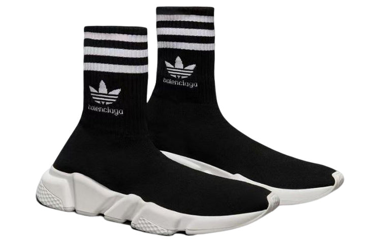 (WMNS) Balenciaga x adidas Originals Speed Sneakers 'Black White' 711198WBDV11090
