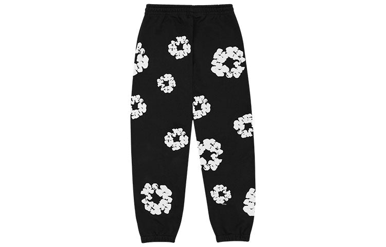 Denim Tears Cotton Wreath Logo Sweatpants 'Black White' 401-010-30