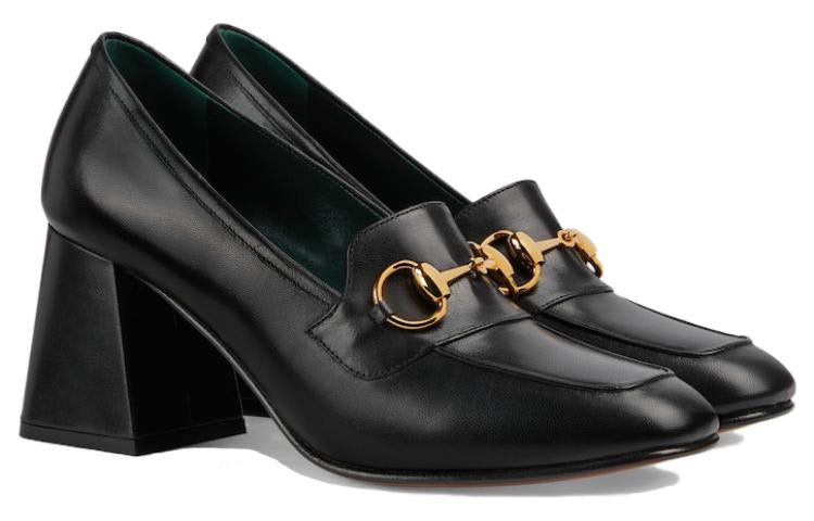 (WMNS) Gucci Web Accent Leather Pumps 'Black' 757934-AACE8-1000
