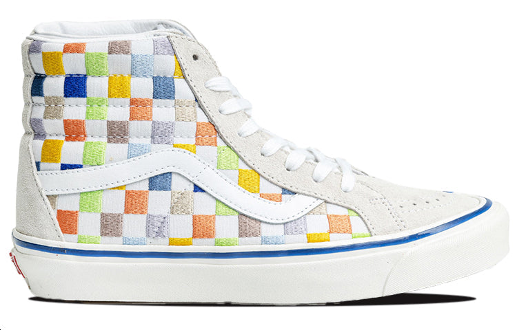Vans SK8-HI High Top Casual Skate Shoes Unisex Beige Multi-Color Grid 'Cream' VN0A5KRIAVZ