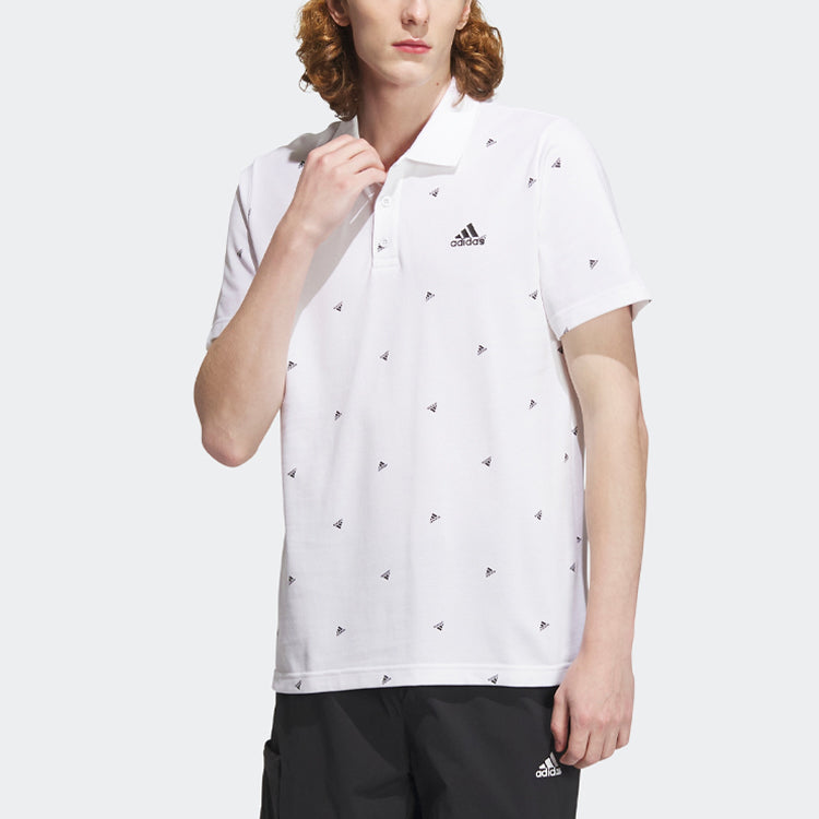 adidas Fi Polo Aop Logo Printing Training Sports Short Sleeve Polo Shirt 'White' IA8154