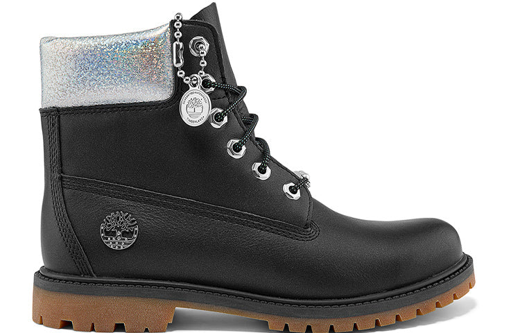 (WMNS) Timberland Heritage 6 Inch Waterproof Boots 'Black Full Grain with Silver Collar' A2M8GW