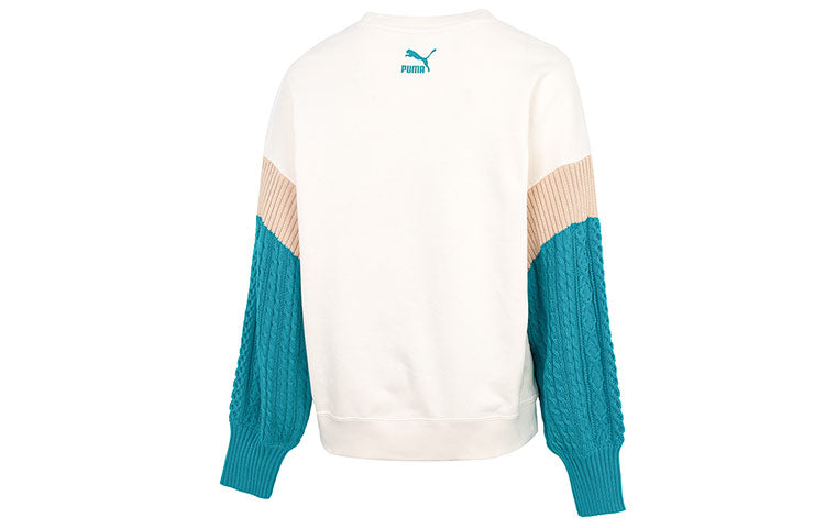 (WMNS) PUMA Colorblock Sweatshirt 'White' 537968-65