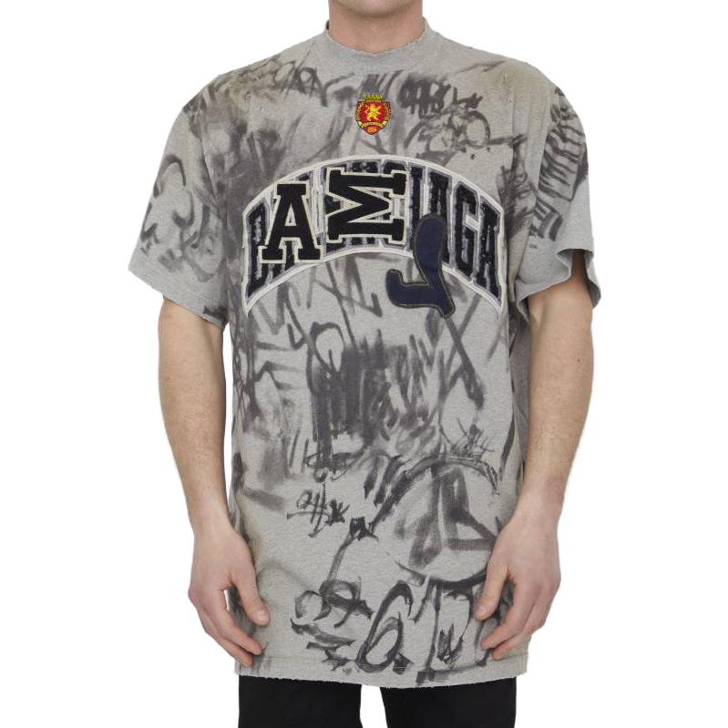 Balenciaga Skater Graffiti T-Shirt 'Heather Grey' 739028TOVA71300