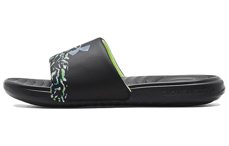 (WMNS) Under Armour Ansa Graphic Slide 'Black Quirky Lime' 3024436-008