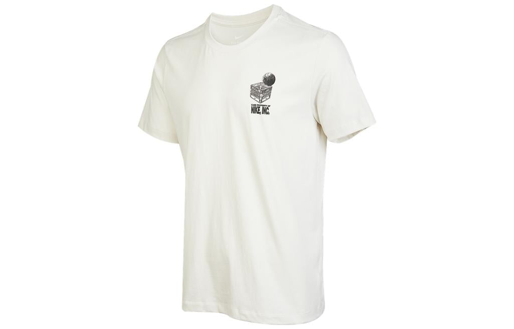 Men's Nike Logo Pattern Printing Round Neck Short Sleeve White T-Shirt DR7638-030