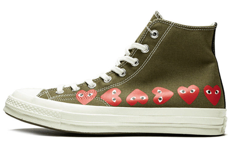Converse x COMME des GARCONS PLAY Chuck 70 Hi Multi Heart 'Khaki' 162973C