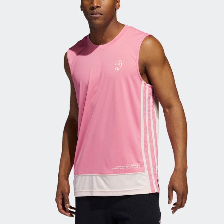 adidas Casual Breathable Sleeveless Basketball Sports Vest Rose Red H50844