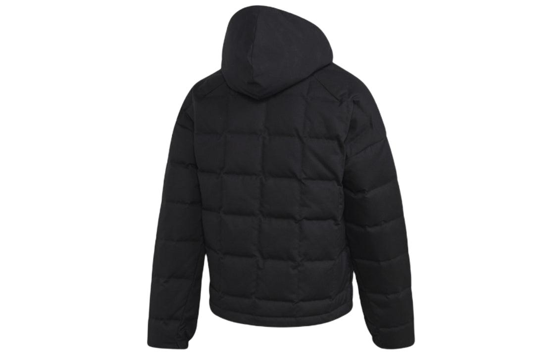 Men's adidas Solid Color High Collar Long Sleeves With Down Feather Black Jacket FR6633