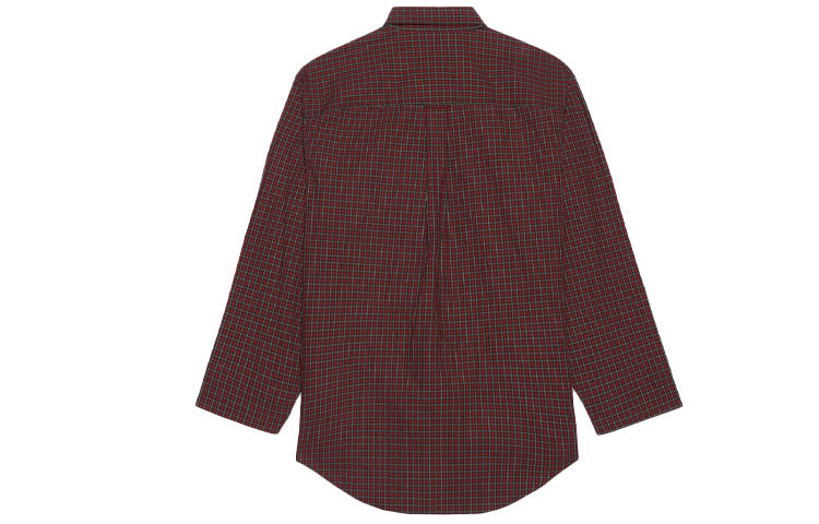 Balenciaga SS21 Oversize Plaid Long-Sleeved Shirt Brown 658806TKM366100