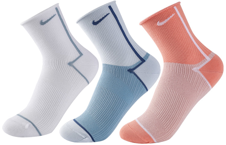 Nike Everyday Plus Lightweight Training Sports Breathable Socks Couple Style 3 Pairs White Pink Blue CK6021-914
