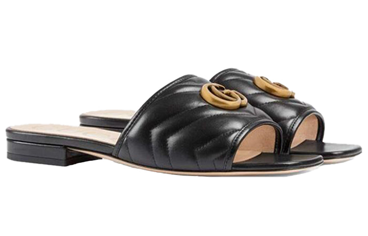 (WMNS) Gucci Double g Slippers Black 646169-BKO60-1000