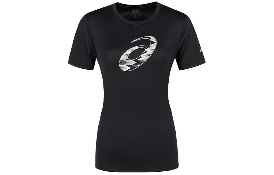 (WMNS) ASICS Spiral Graphic Short Sleeve T-Shirt Asia Sizing 'Performance Black' 2032D020-001