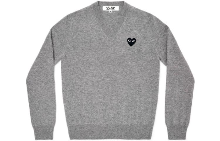 COMME des GARCONS PLAY V-Neck L/S T-shirt Black Emblem 'Grey' AZ-N018-051-2