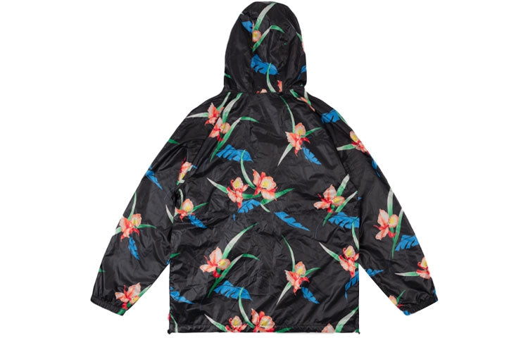 Men's Levis Flowers Printing Hooded Jacket Black 56568-0004