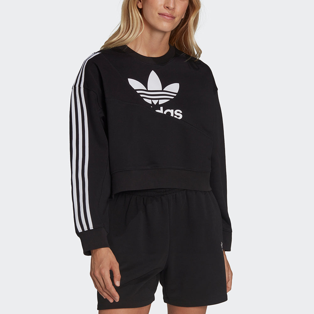 (WMNS) adidas Originals Splicing Logo Sweatshirt 'Black' HC4622
