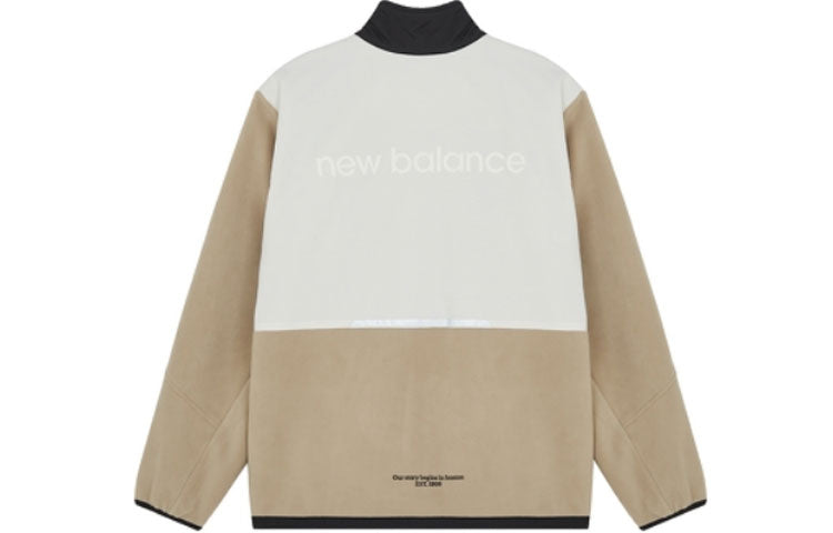 New Balance Colorblock logo Sports Stand Collar Polar Fleece Jacket Khaki 6DB42133-DB