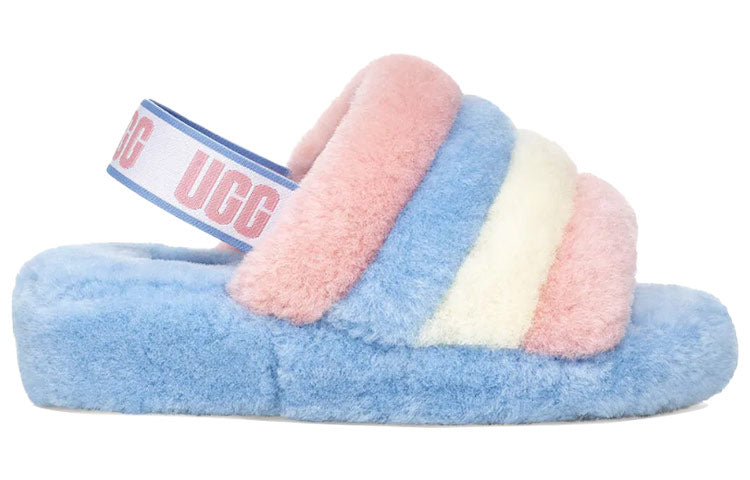 (WMNS) UGG Fluff Yeah Slide Shoe Pink Blue Stripe 1097169-PSTR