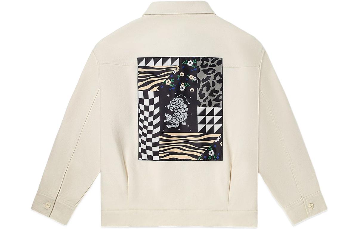 Vans Printing Embroidered lapel Zipper Long Sleeves Jacket Unisex White VN0A7Q193KS