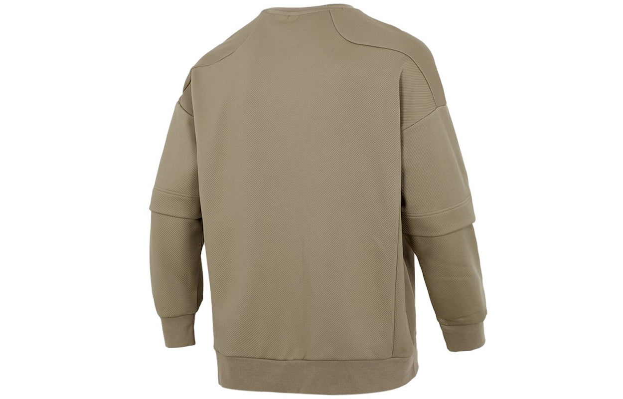 Men's adidas Contrasting Colors Pocket Sports Round Neck Pullover Military Green H39348