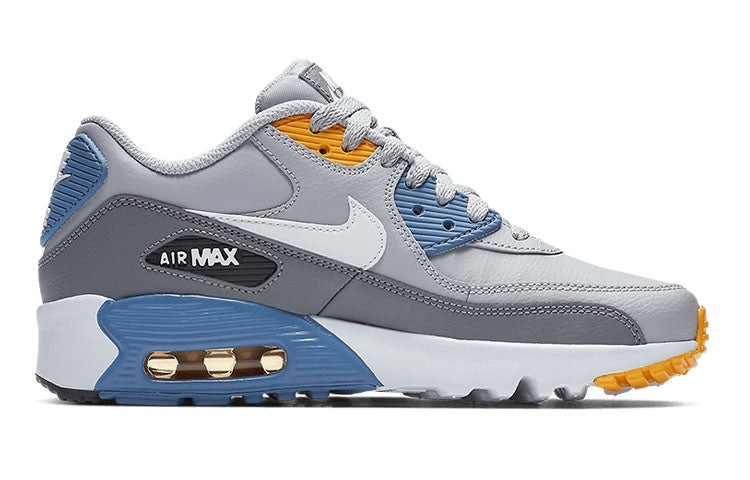 (GS) Nike Air Max 90 LTR Leather Low-Top Grey/Blue 833412-026