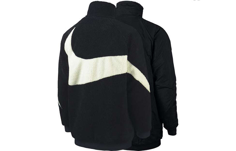 Nike Zipper Stand Collar polar fleece Large Logo Reversible Casual Sports Jacket Black AJ2701-010