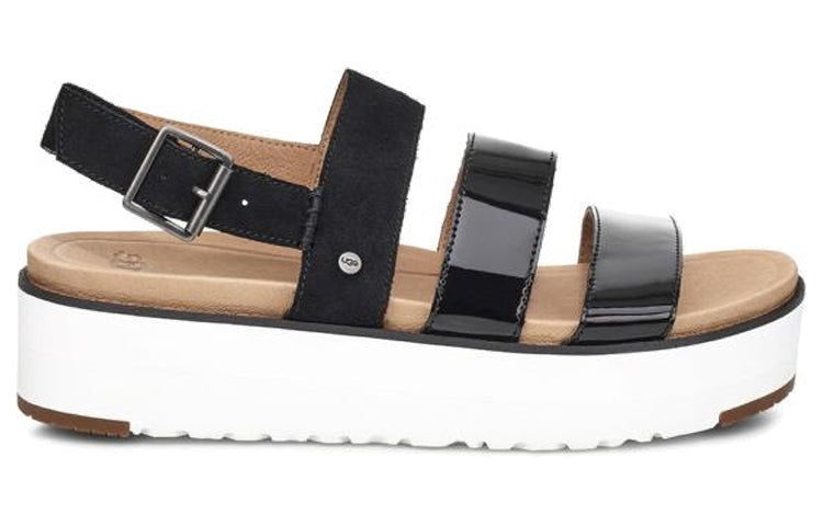 (WMNS) UGG Braelynn Lightweight Thick Sole Sandals Black White 1099808-BLK