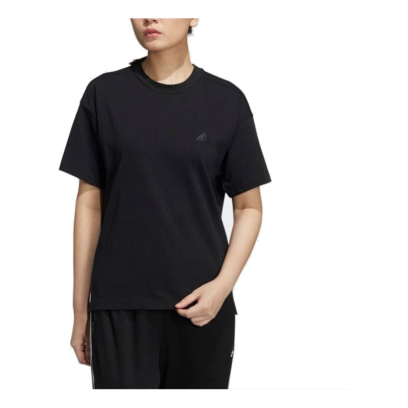 (WMNS) adidas Wording Loose Fit T-Shirt Asia Sizing 'Black' HC2547