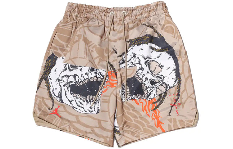 Air Jordan x Travis Scott Crossover Skeleton Printing Casual Shorts Asia Sizing 'Khaki' CZ0167-247