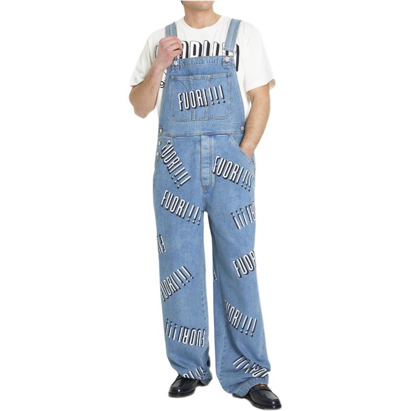 Gucci Cotton Denim Overall With Fuori Print 'Blue' 742592-XDCFU-4452