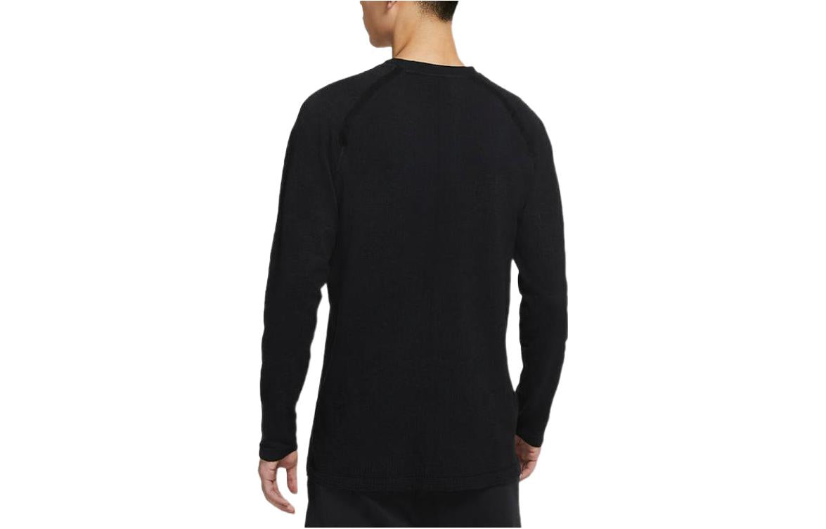 Men's Nike Pattern Solid Color Round Neck Long Sleeves Black T-Shirt CZ9579-010