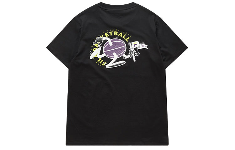 FILA FUSION Basketball Subject Printing Short Sleeve Black T11M026106F-BK