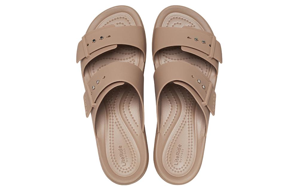 (WMNS) Crocs Brooklyn Sandal Low Wedge 'Latte' 207431-2Q9