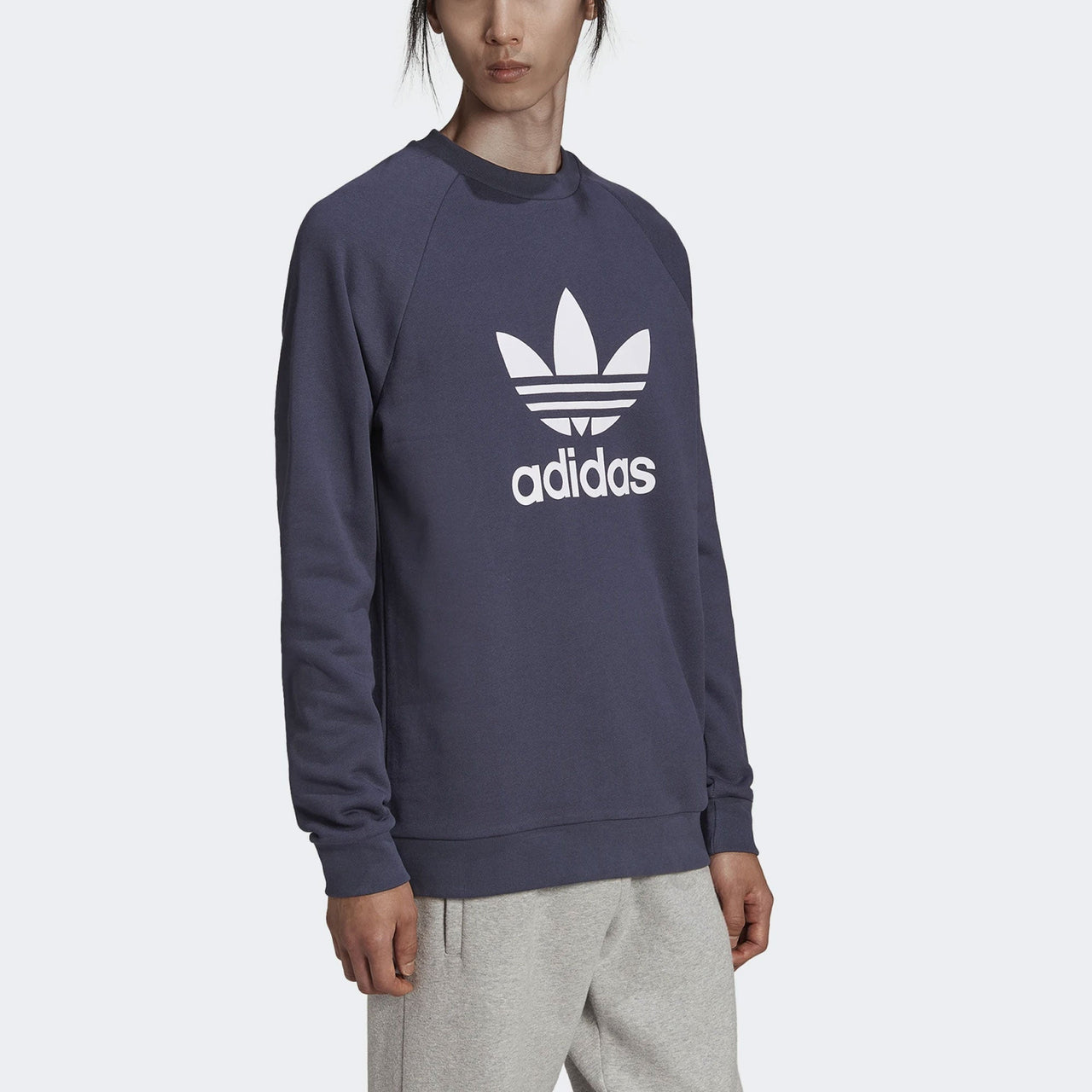 Men's adidas originals Alphabet Large Logo Round Neck Sports Navy Blue HE9490