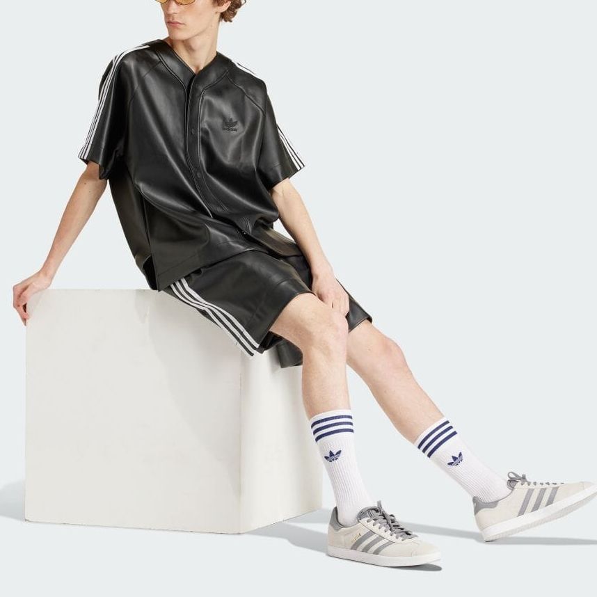adidas Faux Leather Adicolor 3-Stripes Shorts Asia Sizing 'Black' IZ4043