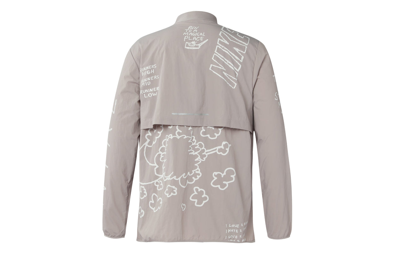 Men's Nike Full Print Pattern Running Training Knit Sports Jacket Gray AJ7760-033