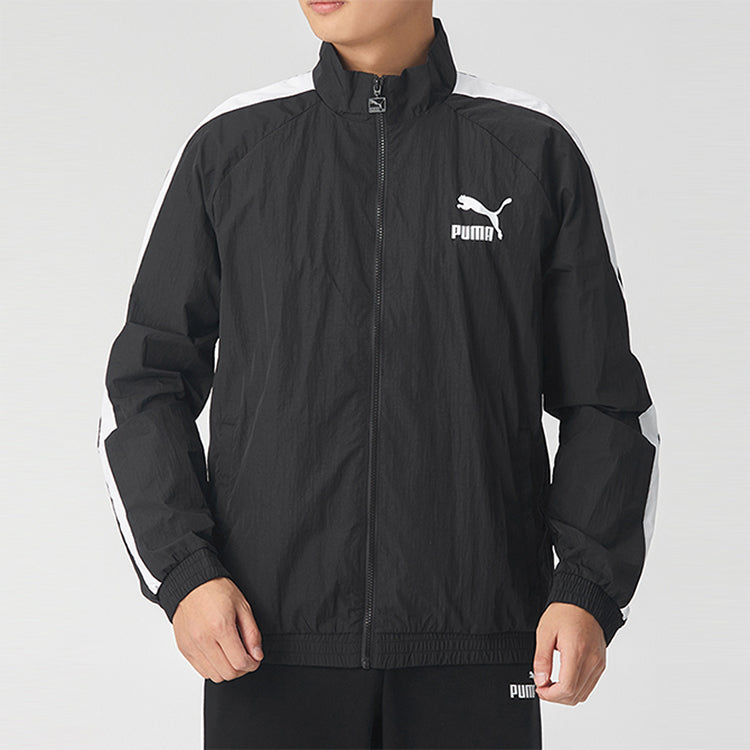 PUMA Gym Quick Dry T7 Stand Collar Logo Sports Jacket Black 599907-01