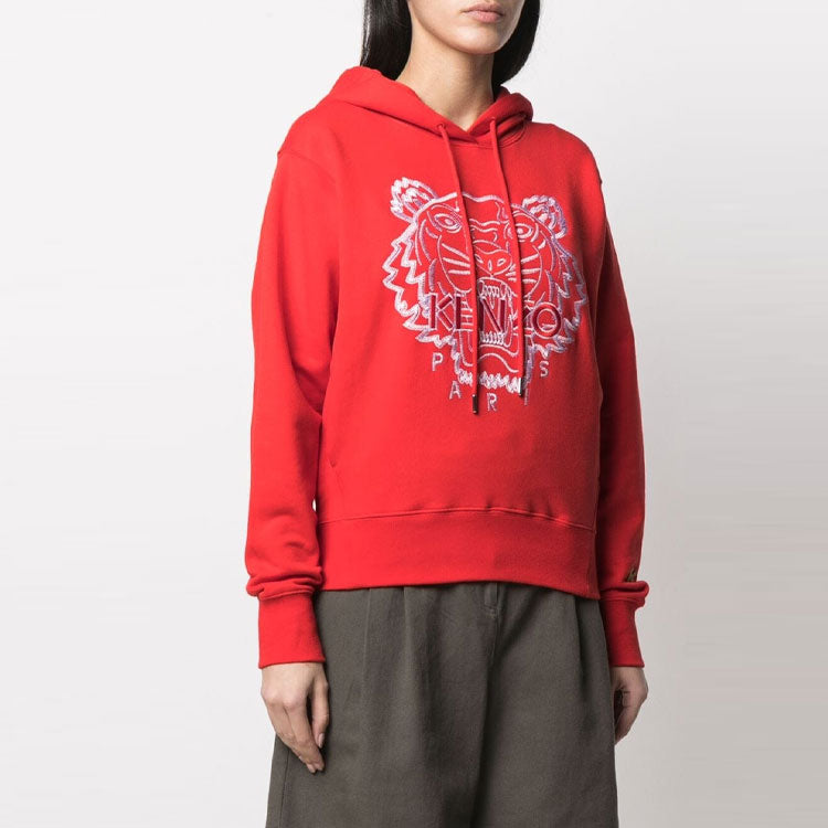 (WMNS) KENZO SS21 Tiger Head Embroidered Pattern Hoodie Red FB52SW8714MM-21