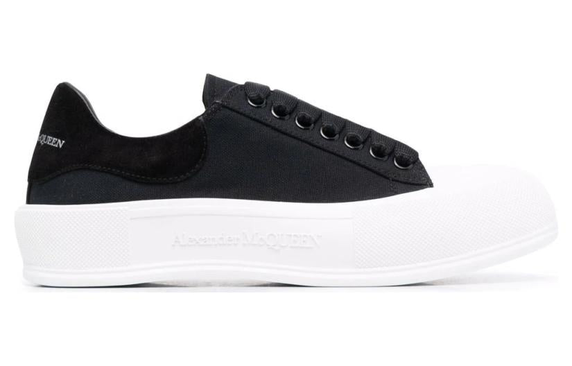 Alexander McQueen Deck Skate Plimsoll Lace Up 'Black White Sole' 654594W4MV71070