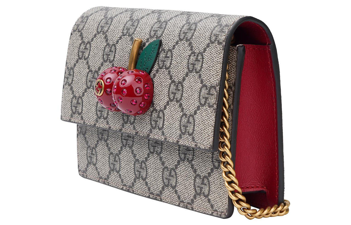 (WMNS) Gucci Canvas Chains Shoulderbag Mini 'Khaki' 481291-K9GXT-8694