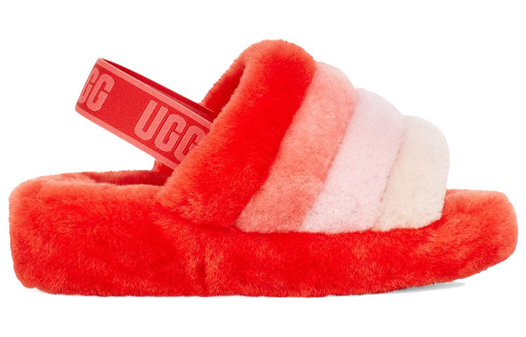 (WMNS) UGG Fluff Yeah Slide Thick Sole Shoe Orange White 1095119-LFMLT