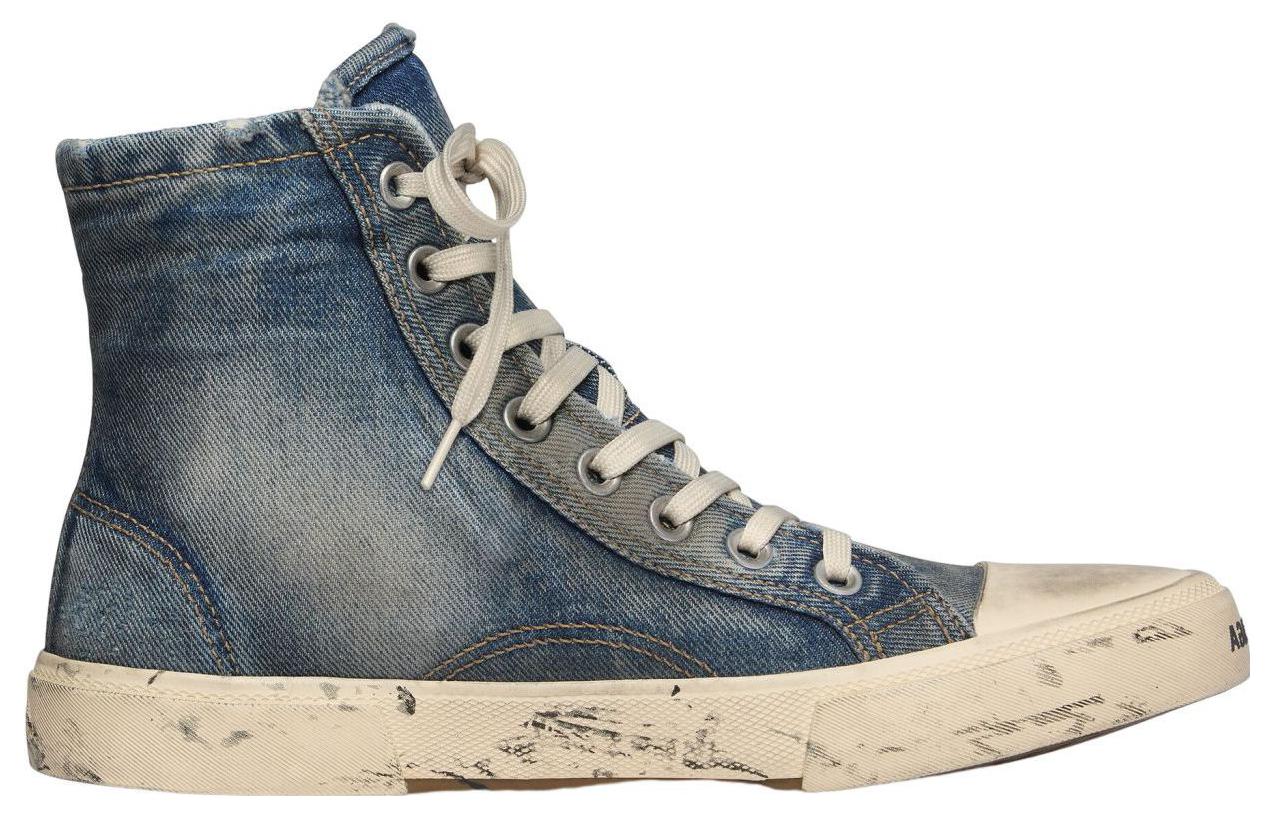 (WMNS) Balenciaga Paris High Top Sneakers 'Blue Destroyed Denim and Rubber' 688756W3RCL4090