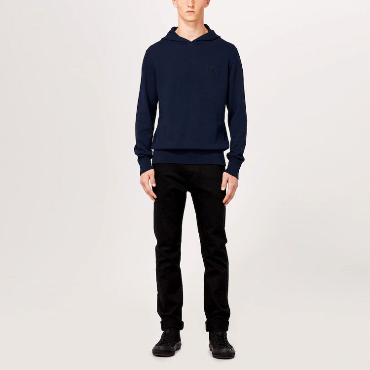 Men's LOUIS VUITTON FW21 Logo Solid Color Long Sleeves Navy Blue 1A3LSD